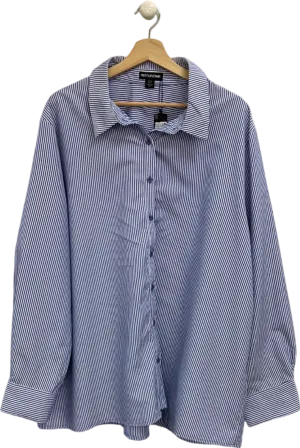 PrettyLittleThing Blue Striped Oversized Cotton Shirt UK 12