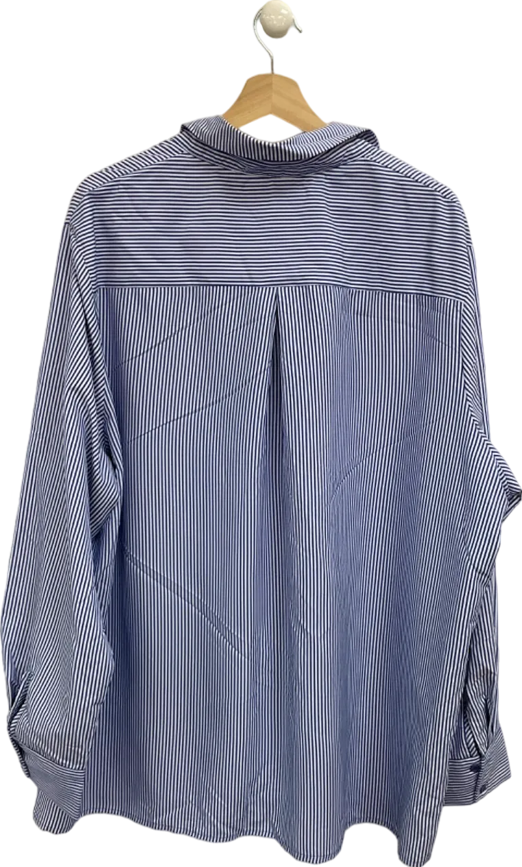PrettyLittleThing Blue Striped Oversized Cotton Shirt UK 12