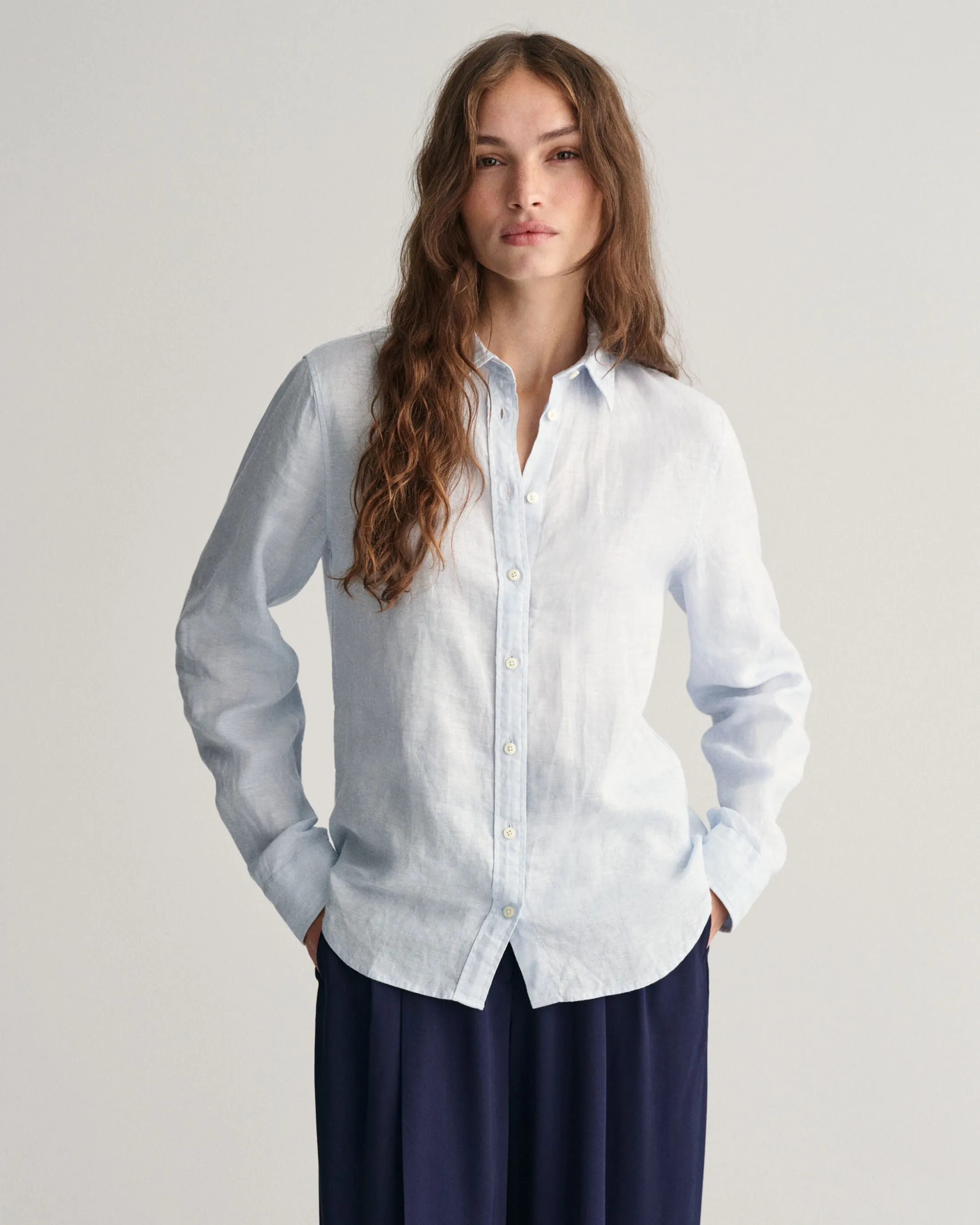 Reg Linen Chambray Shirt - Light Blue