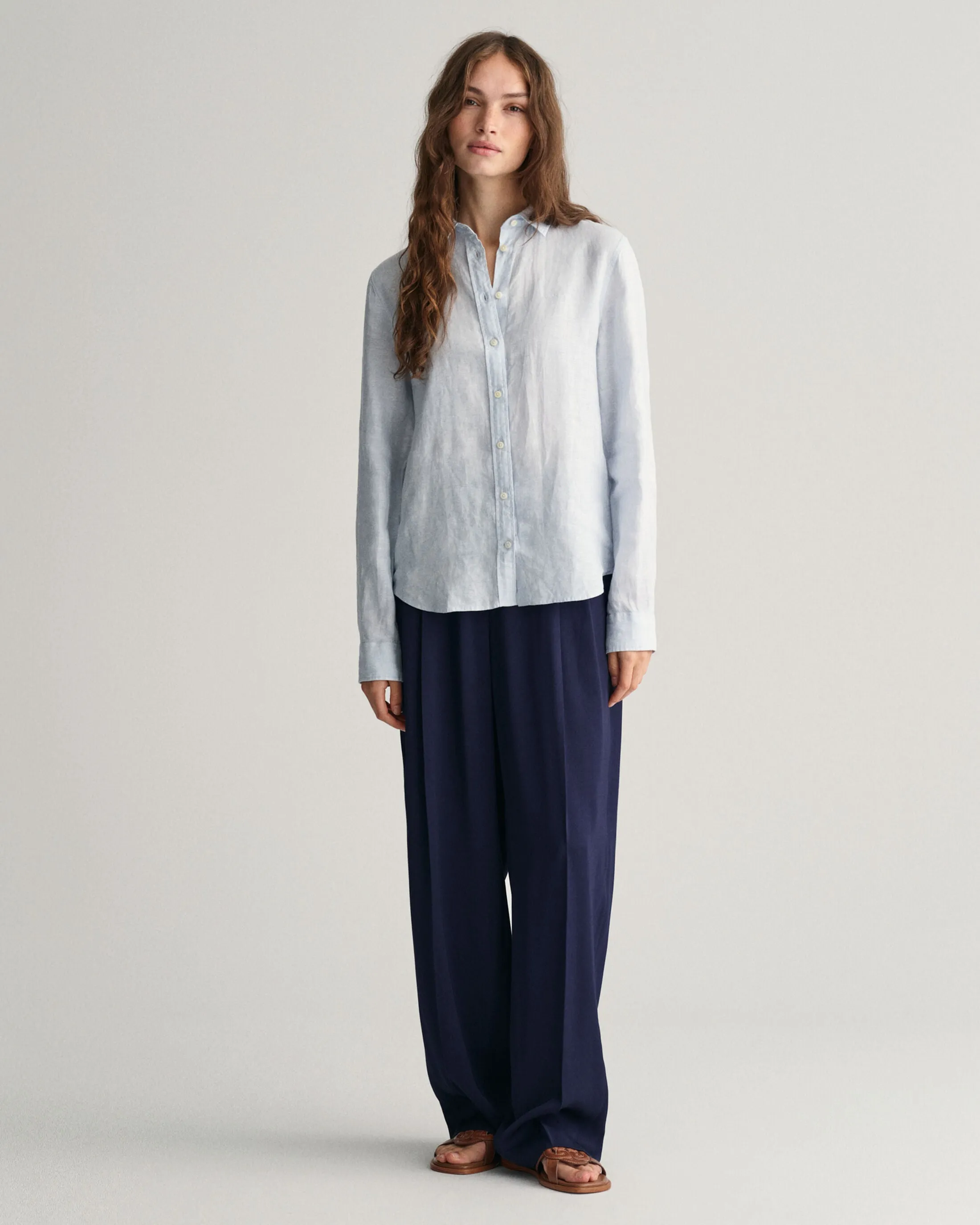 Reg Linen Chambray Shirt - Light Blue