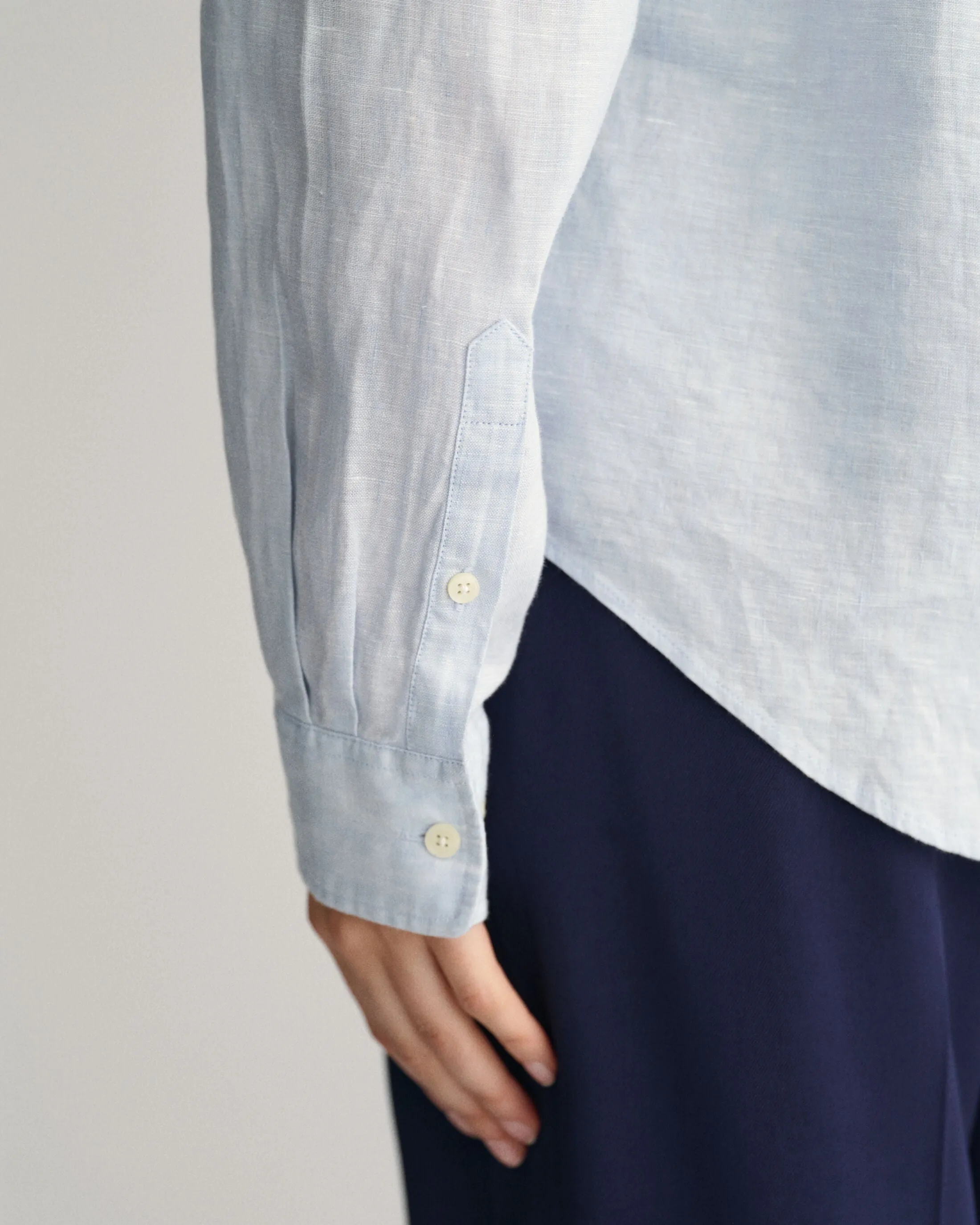 Reg Linen Chambray Shirt - Light Blue