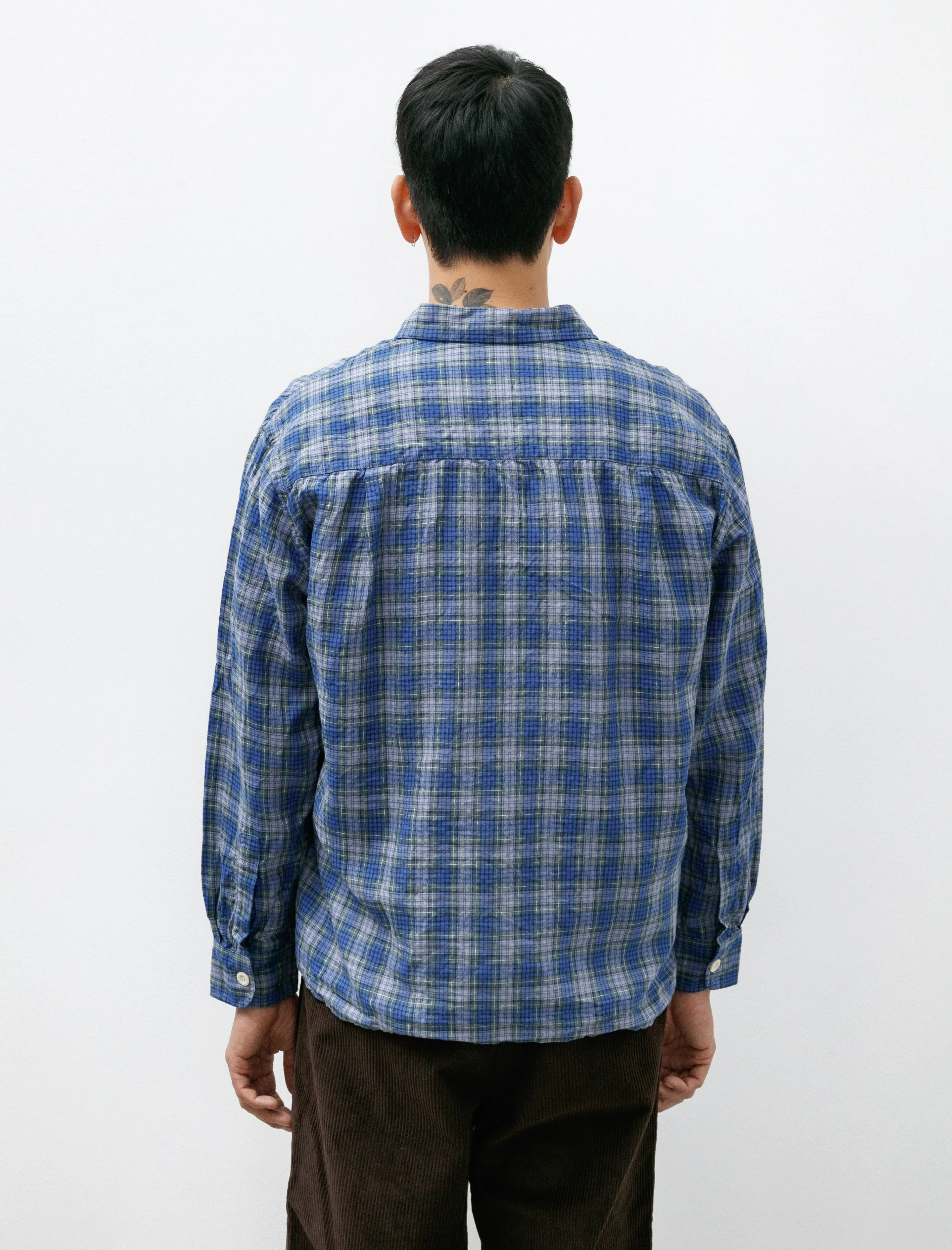 Relaxed Farmer Shirt Linen Blue Check