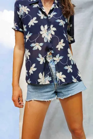 Sheer Oversized Floral Vintage Shirt