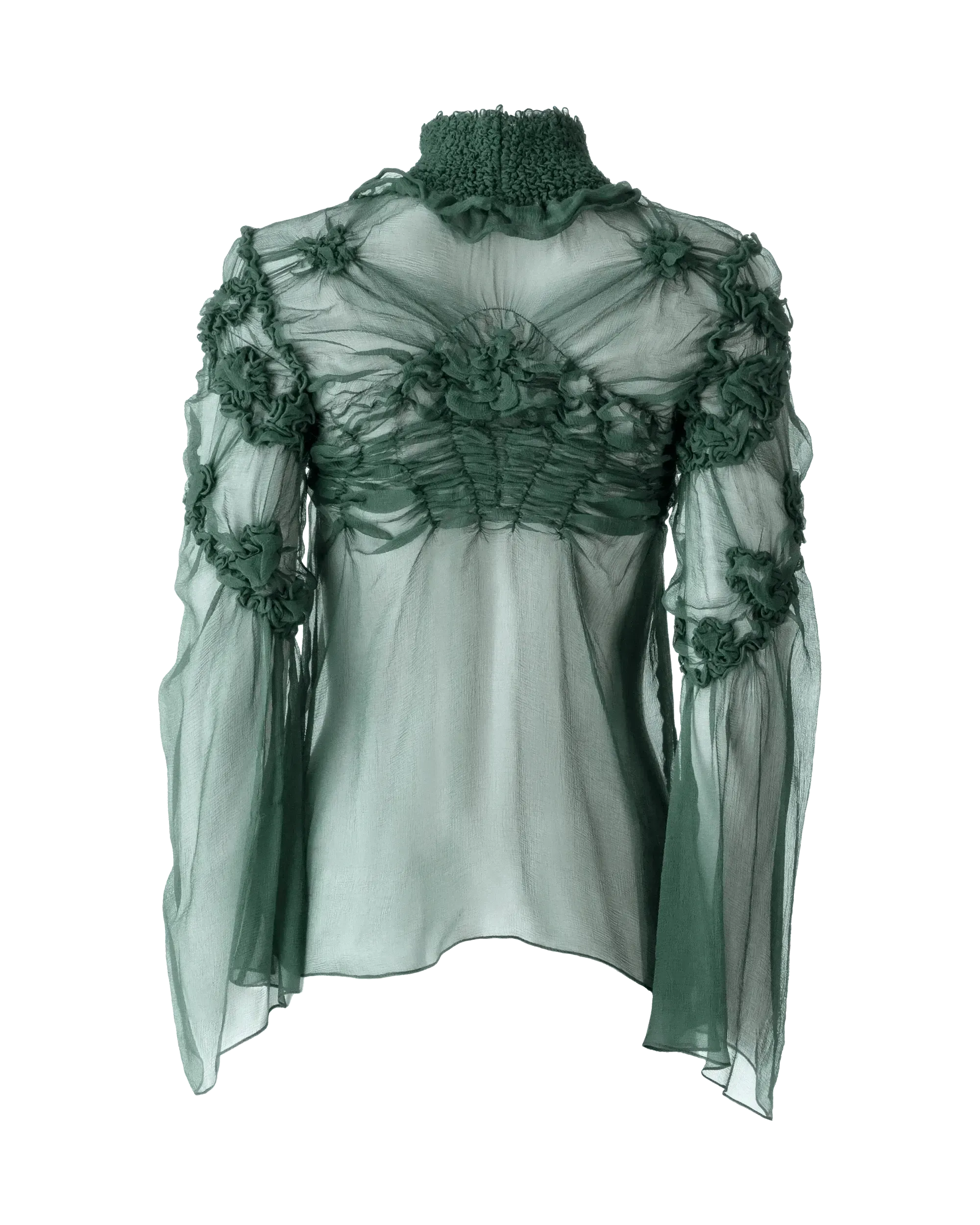Sheer Ruched Silk Blouse