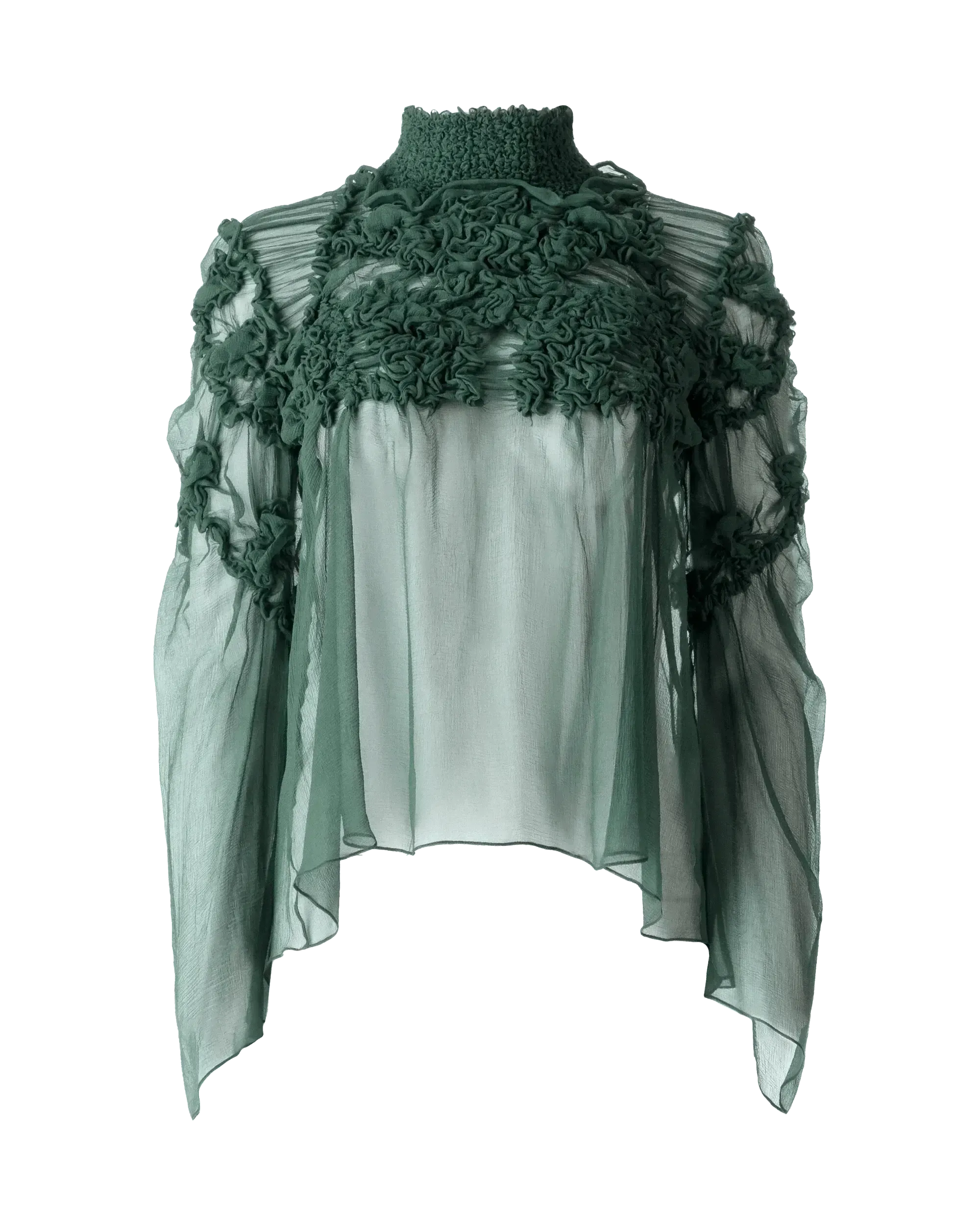 Sheer Ruched Silk Blouse