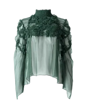 Sheer Ruched Silk Blouse