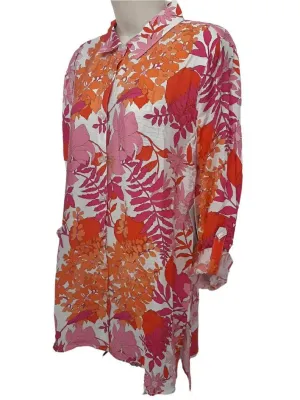 Shirt-Button Front-Pink Floral-Women's-M23312bm