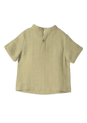 Short sleeve shirt Play of Colors Sage-green organic muslin