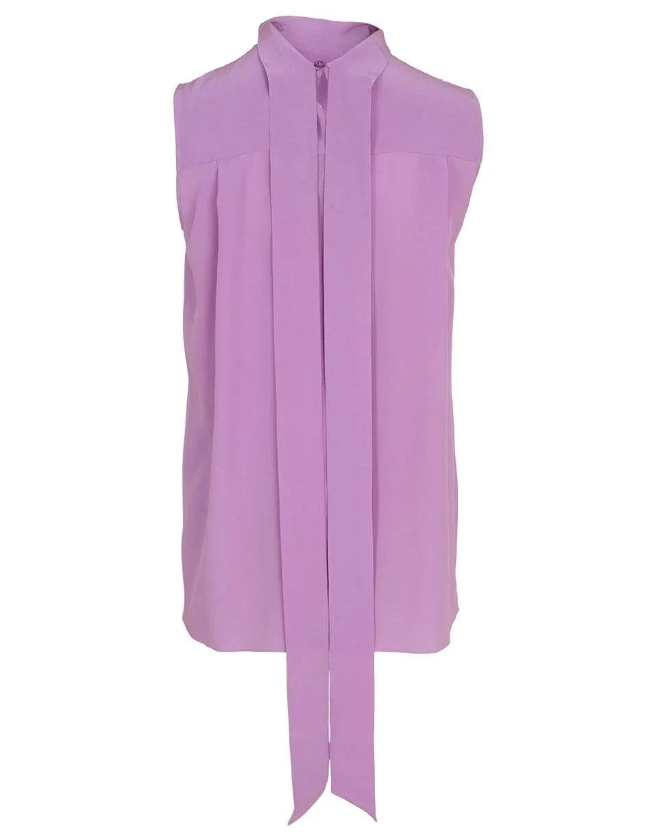 Sleeveless Scarf Neck Button Top