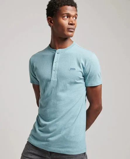 Superdry Vintage Logo Embroidered Henley T-Shirt - Seafoam Blue Marl