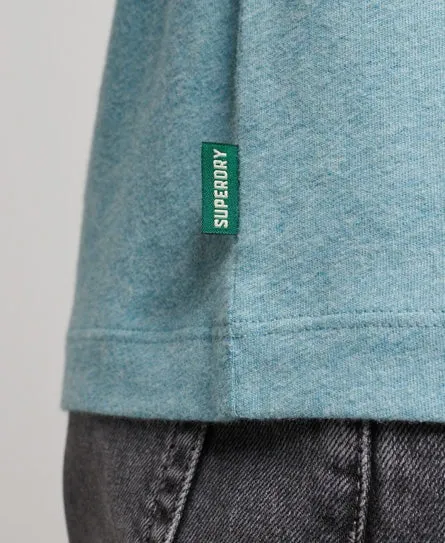 Superdry Vintage Logo Embroidered Henley T-Shirt - Seafoam Blue Marl