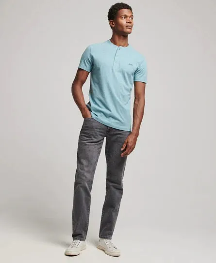Superdry Vintage Logo Embroidered Henley T-Shirt - Seafoam Blue Marl