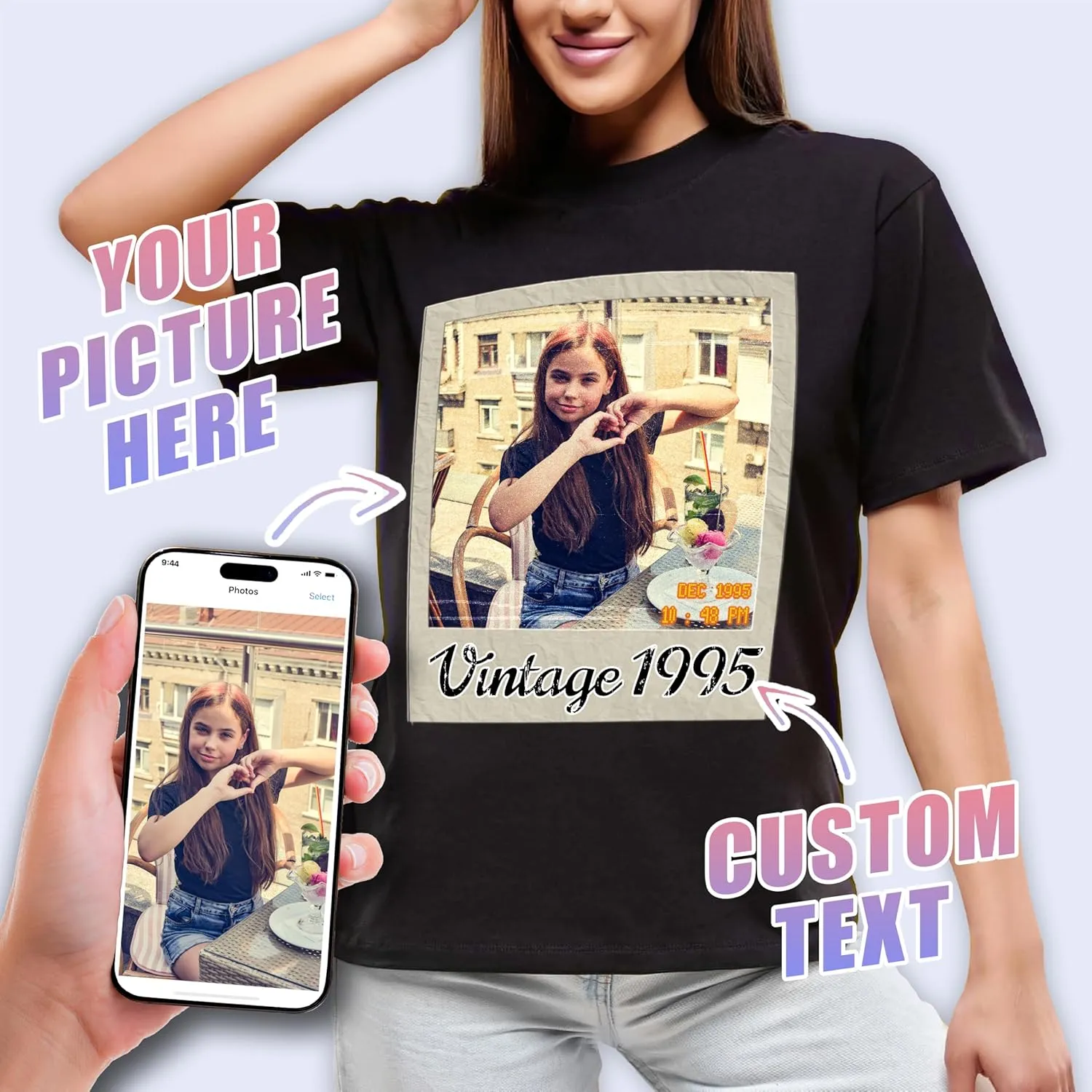Tehg & Tuhg Custom T Shirts with Picture, Vintage Bootleg Rap Tee, Boyfriend Girlfriend, Unique Gift for Birthday Anniversary