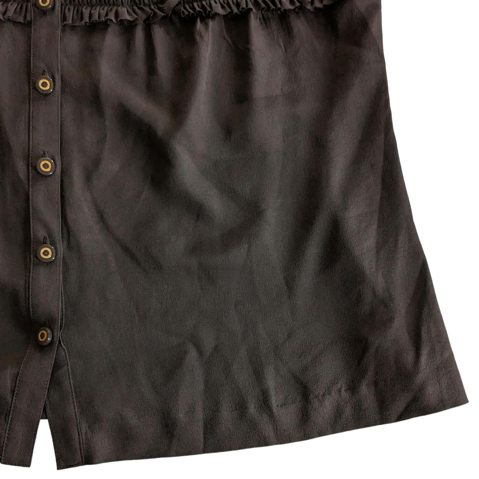 Tory Burch Brown Silk Ruffled Top Size 8