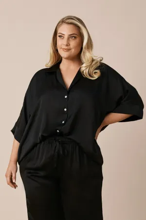 Tory Short Sleeve Collared Shirt Black