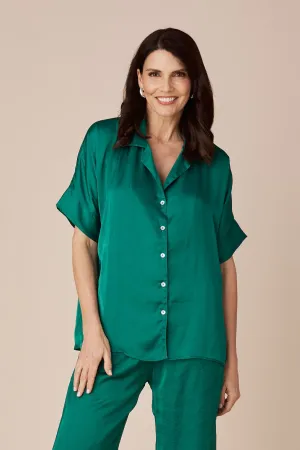 Tory Short Sleeve Collared Shirt Emerald