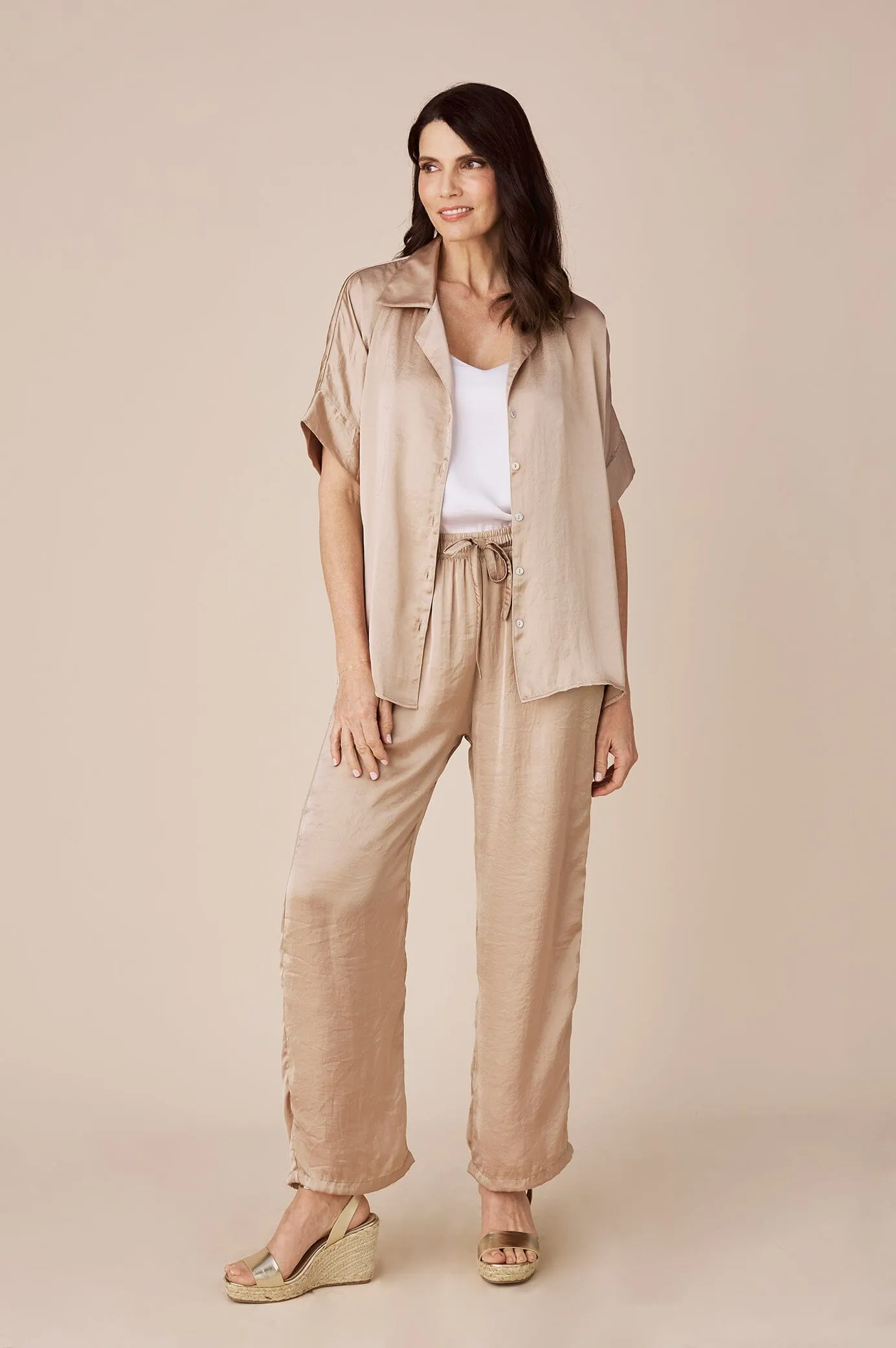 Tory Short Sleeve Collared Shirt Espresso