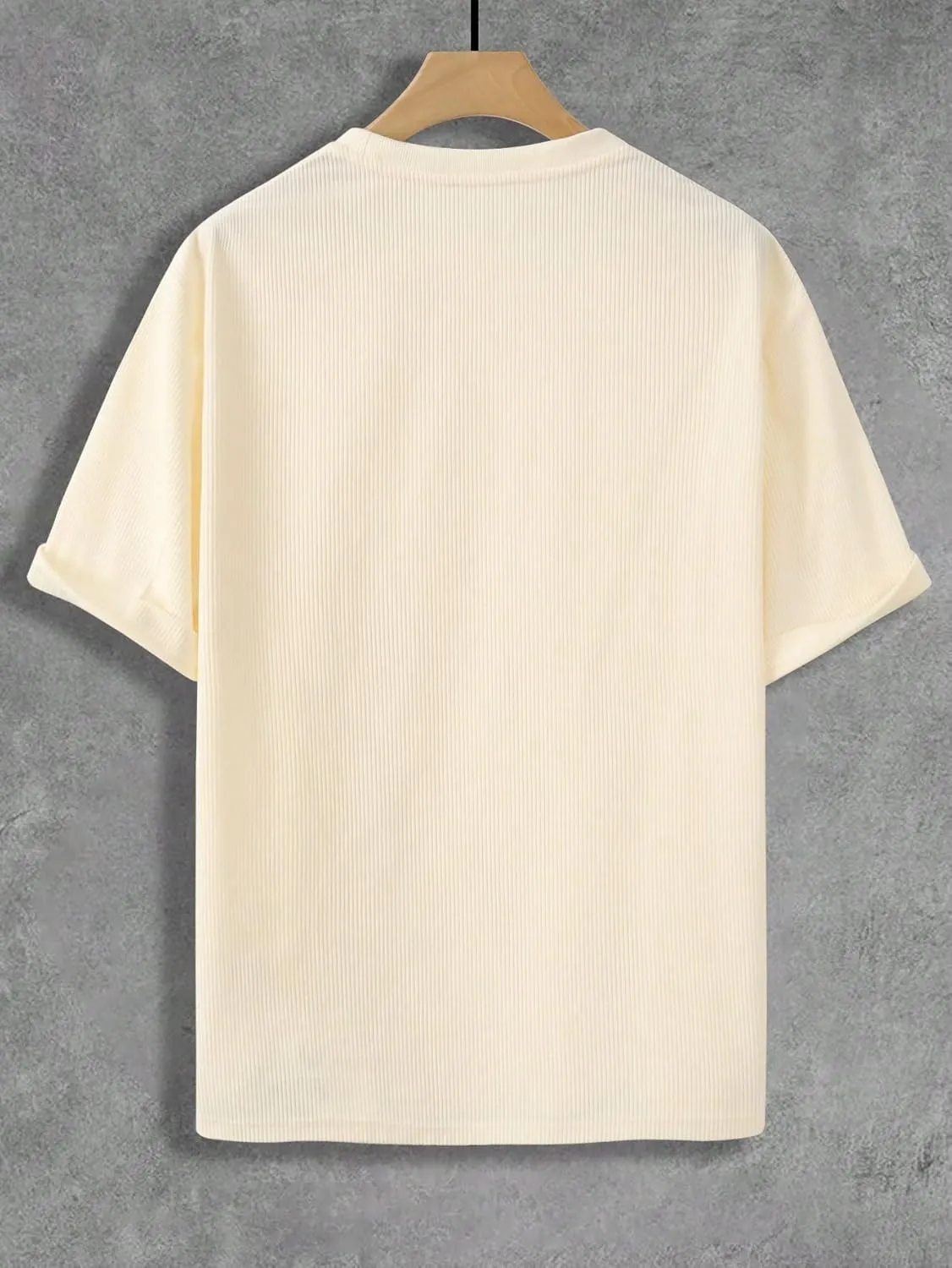 Verdusa Men's Casual Oversized Shirt Drop Shoulder Round Neck Cropped Tops Half Sleeve T Shirts