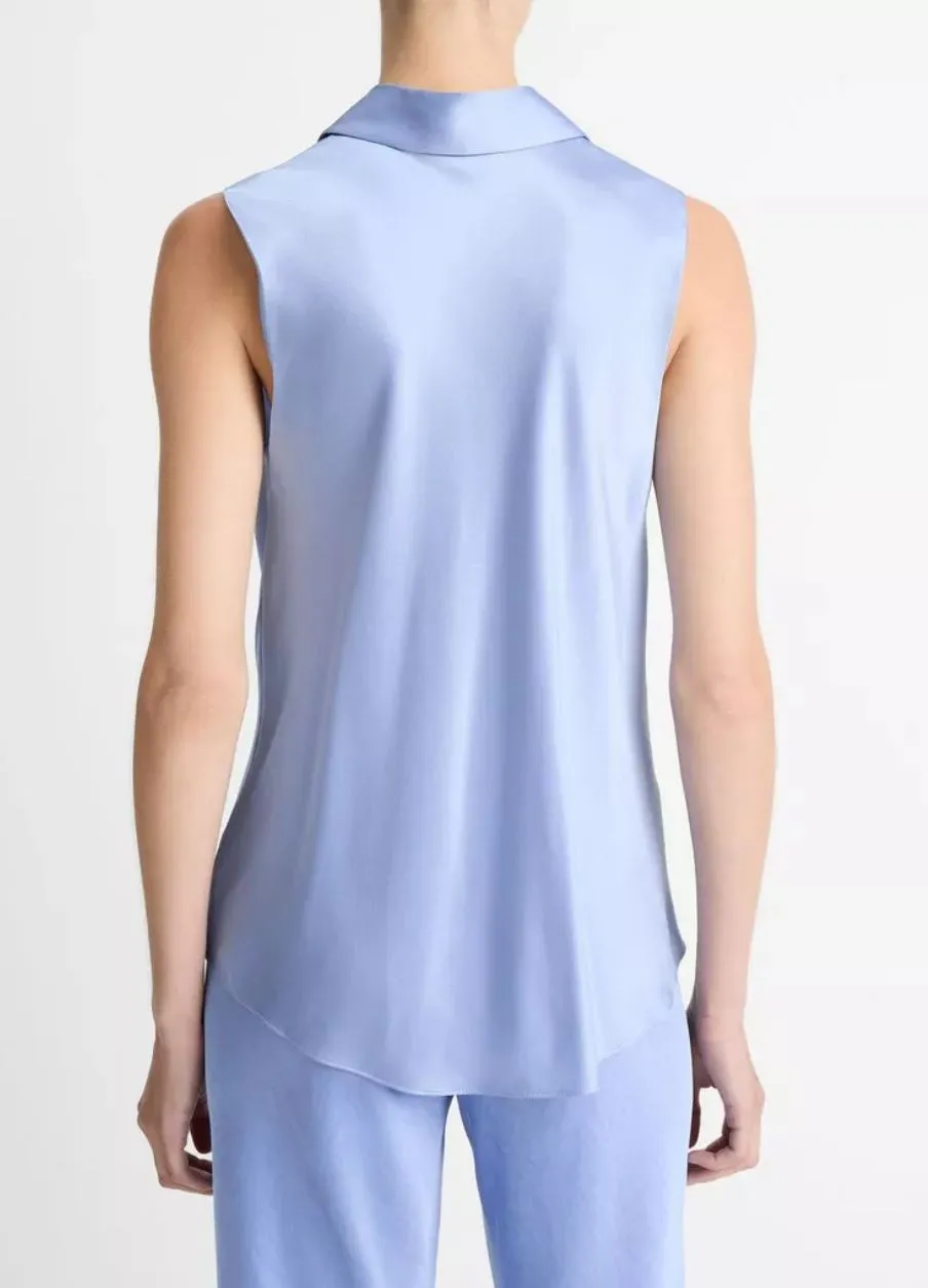 Vince Sleeveless Bias Shirt in Pacific Opal