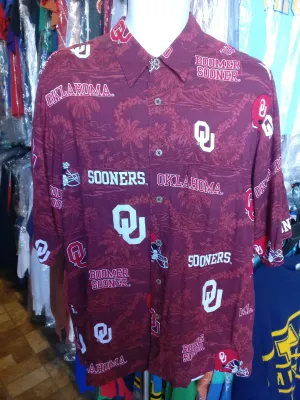 Vintage OKLAHOMA SOONERS NCAA Reyn Spooner Rayon Hawaiian Shirt L