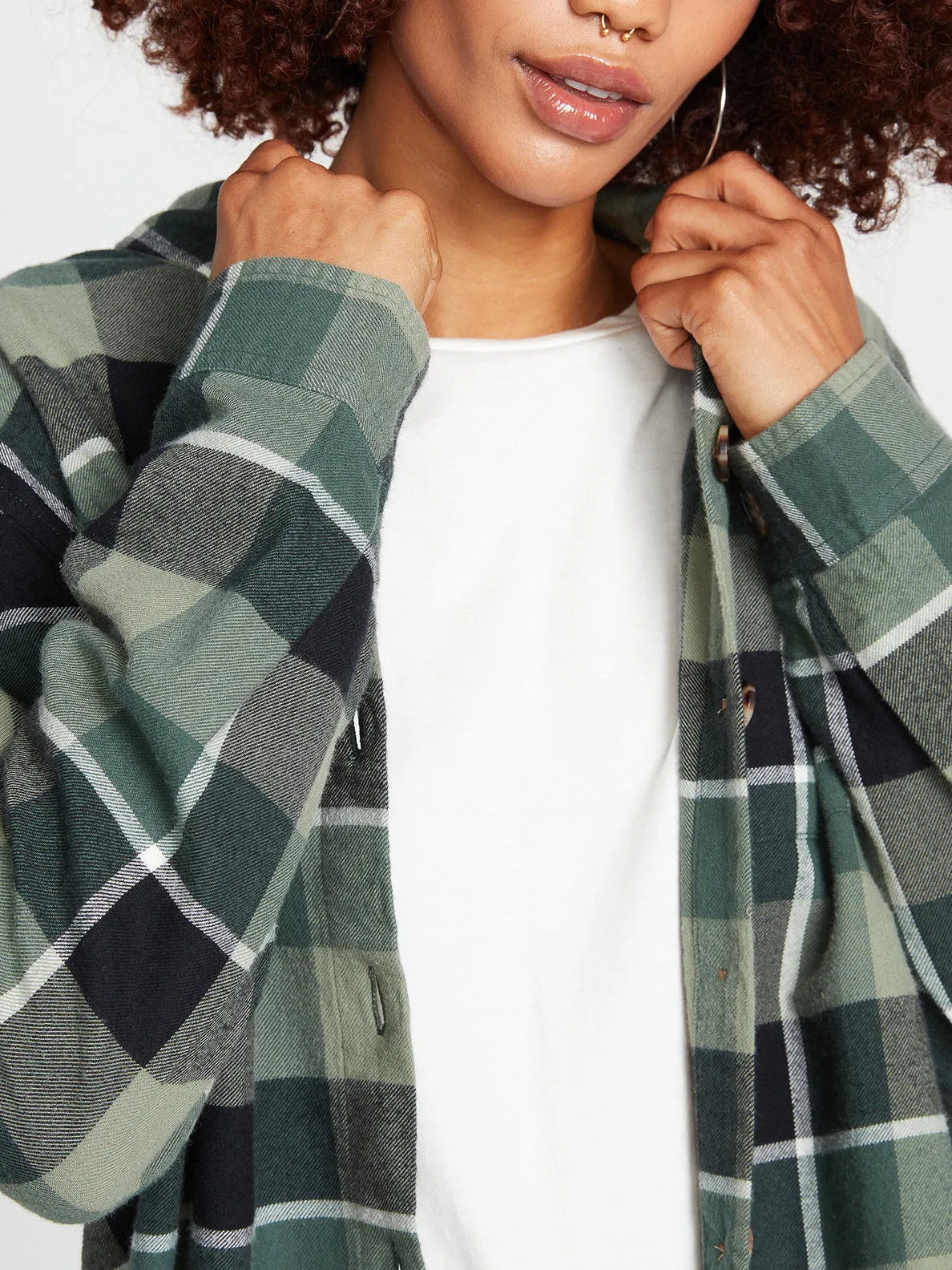 Volcom Oversize Me L/S Shirt-Dark Pine
