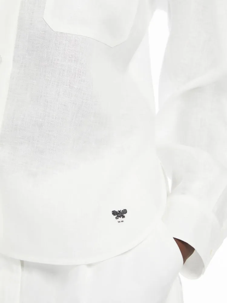 white light linen shirt