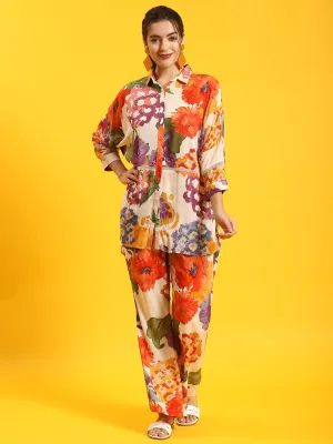 Women Multicolor Abstract Print Co-Ord Set