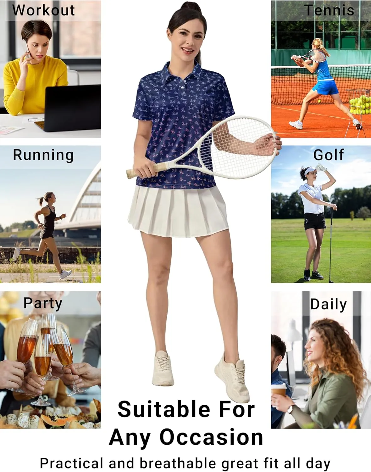 Womens Golf Shirts Moisture Wicking Golf Polo Shirts Quick Dry Short Sleeve for Women Tennis Shirts