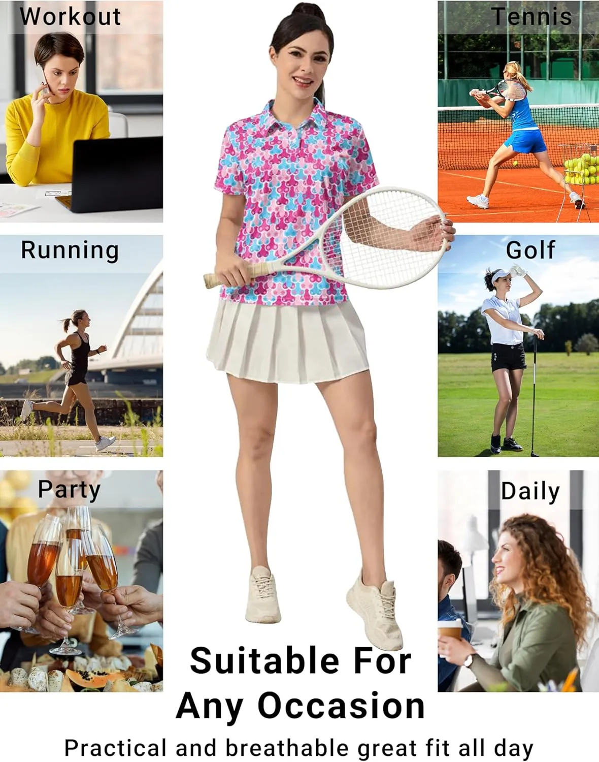 Womens Golf Shirts Moisture Wicking Golf Polo Shirts Quick Dry Short Sleeve for Women Tennis Shirts