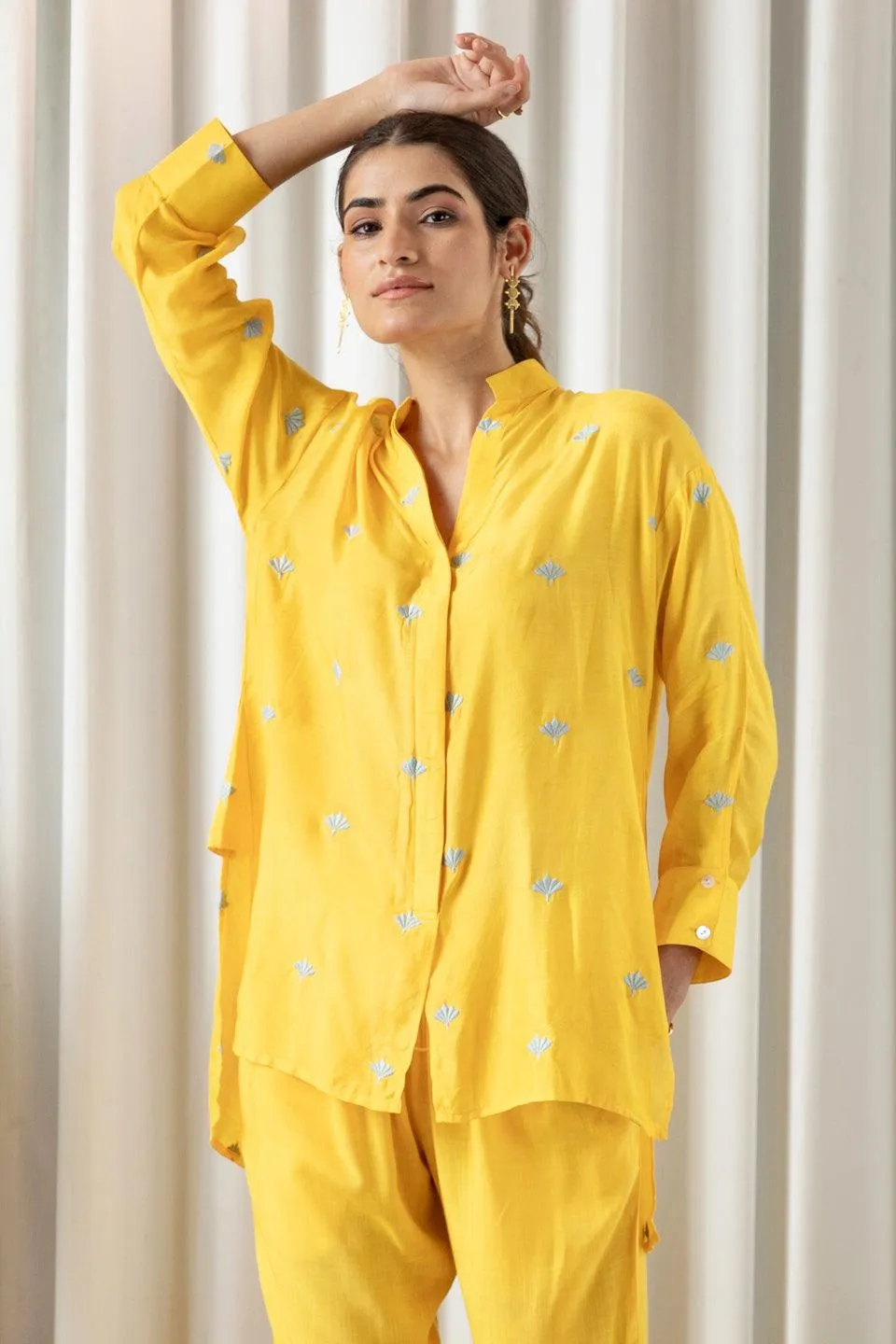 Yellow Embroidered Muslin (Shirt only)