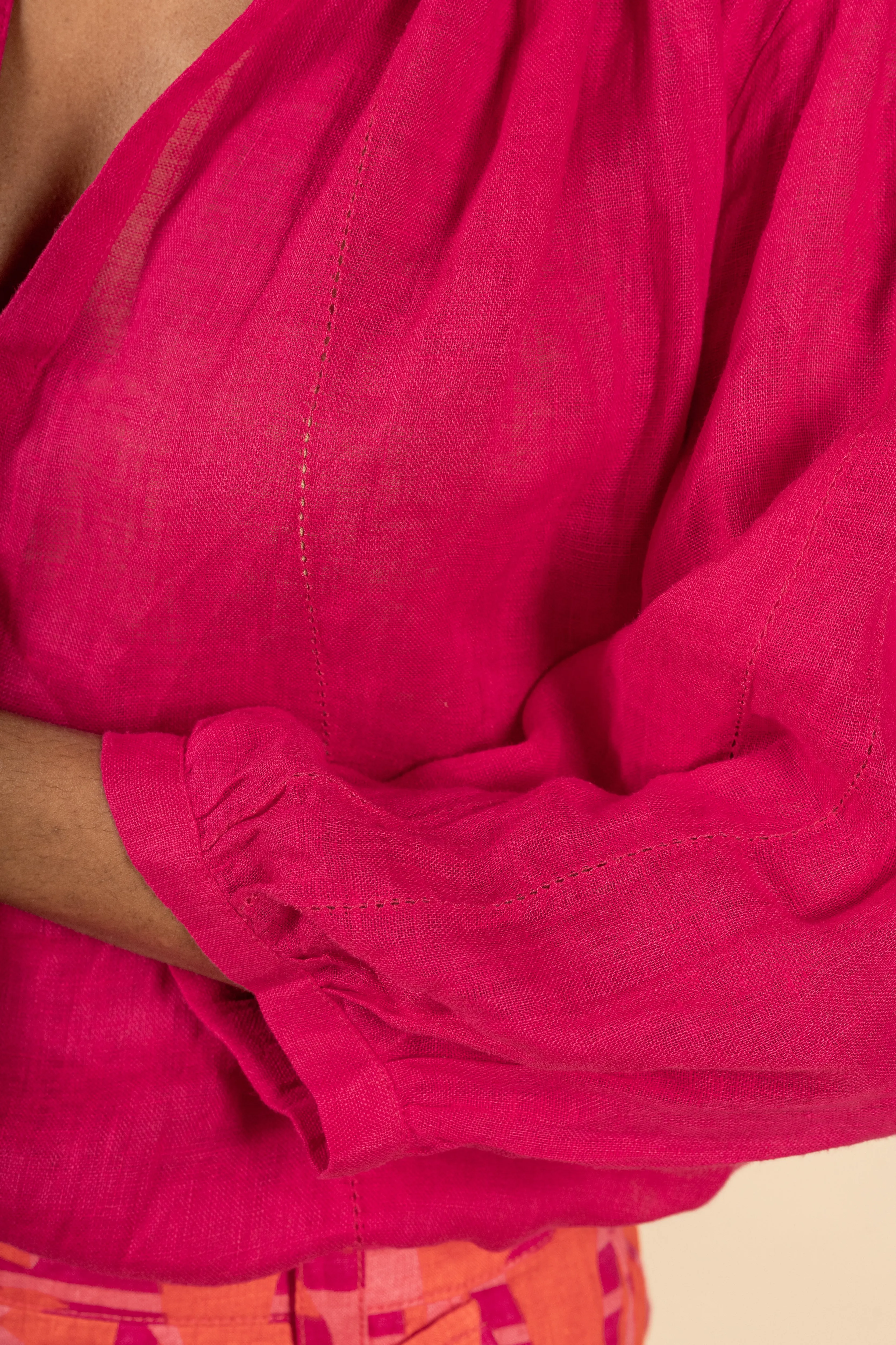 ZE2403C Billie Linen Blouse -Fuchsia