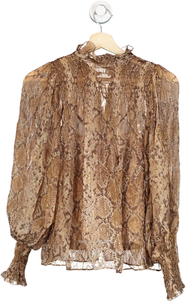 Zimmermann Gold Python Botanica Python Swing Blouse UK 6