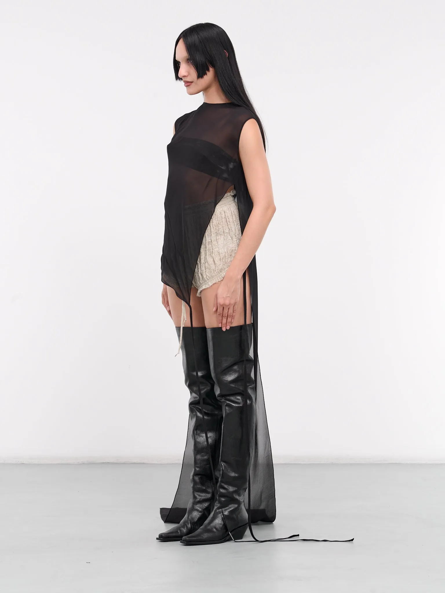 Zira Asymmetric Draped Top (B0011910-FA132-ZIRA-BLACK)